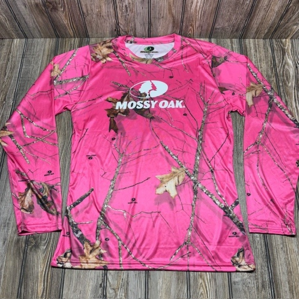 Mossy Oak Womens Pink Camo Long Sleeve Performance Graphic T-Shirt XL Camouflage